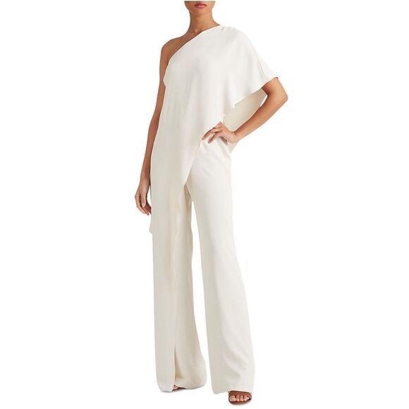 Lauren Ralph Lauren Pants - Lauren Ralph Lauren Cape One-Shoulder Jumpsuit in Cream, Size 10 Retail $265